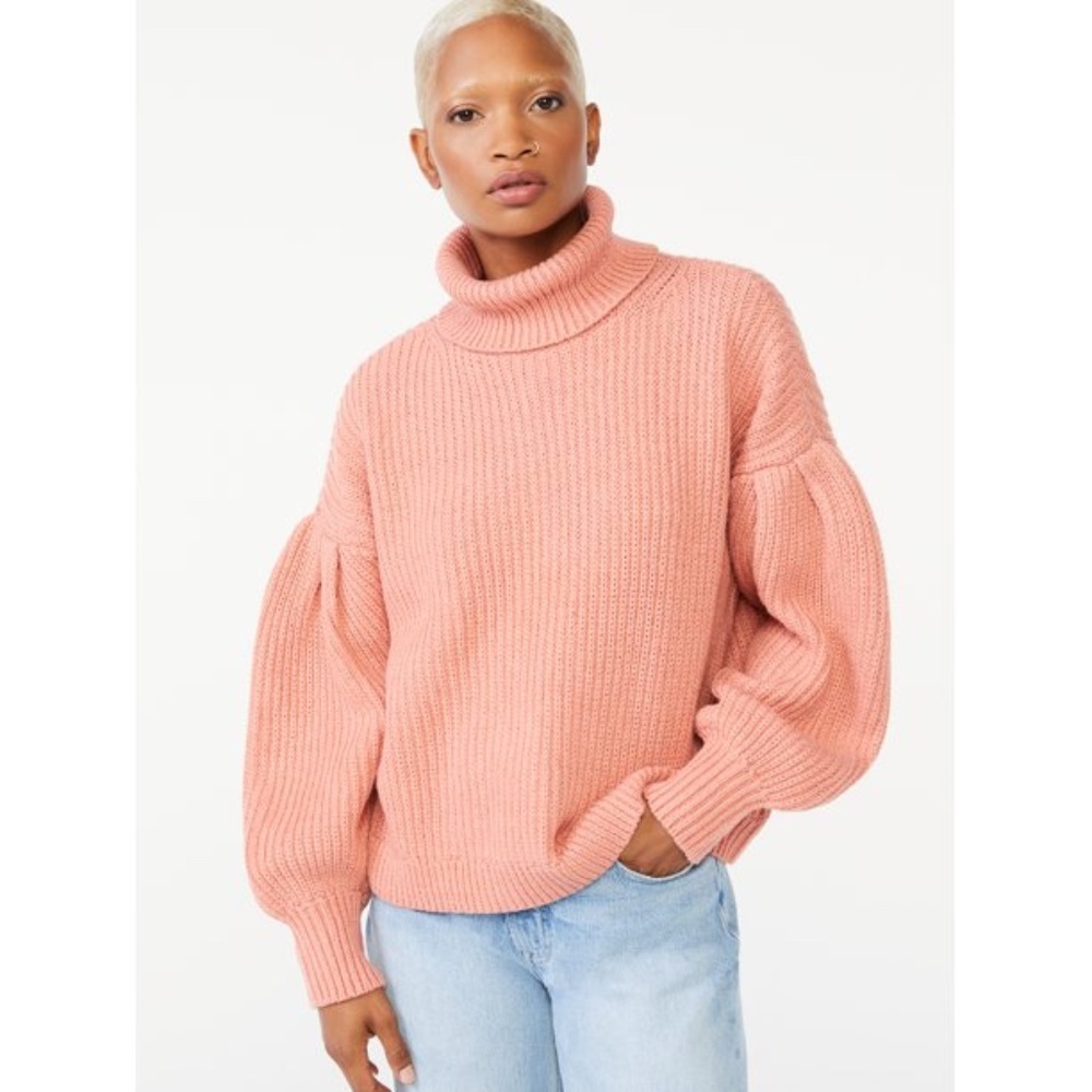 Free Assembly Women's Cowl Neck Sweater with Pleated Shoulders - Picture 1 of 7